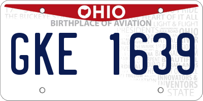 OH license plate GKE1639