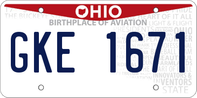 OH license plate GKE1671
