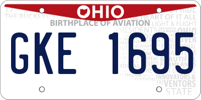 OH license plate GKE1695