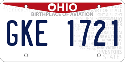 OH license plate GKE1721