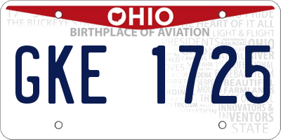 OH license plate GKE1725