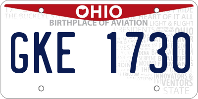 OH license plate GKE1730