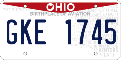 OH license plate GKE1745