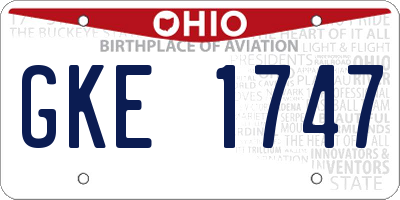 OH license plate GKE1747