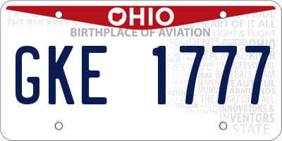 OH license plate GKE1777
