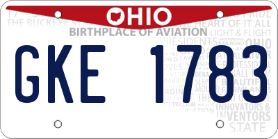 OH license plate GKE1783