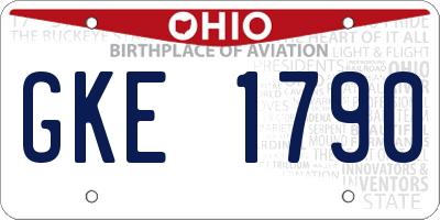 OH license plate GKE1790