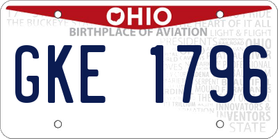 OH license plate GKE1796