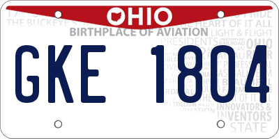 OH license plate GKE1804
