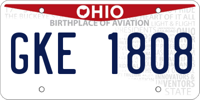 OH license plate GKE1808