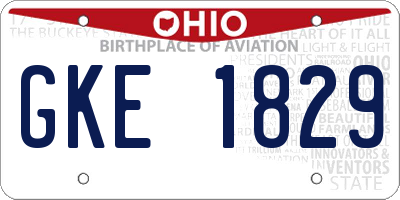 OH license plate GKE1829