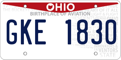 OH license plate GKE1830