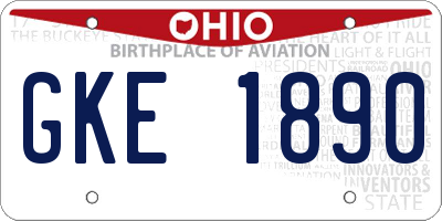 OH license plate GKE1890