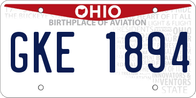 OH license plate GKE1894