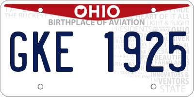 OH license plate GKE1925