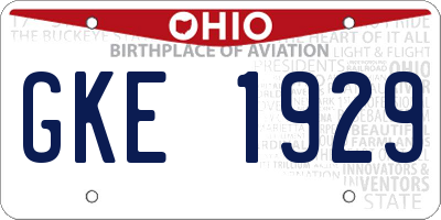 OH license plate GKE1929
