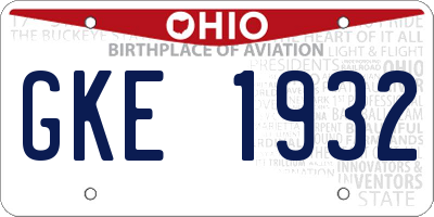 OH license plate GKE1932