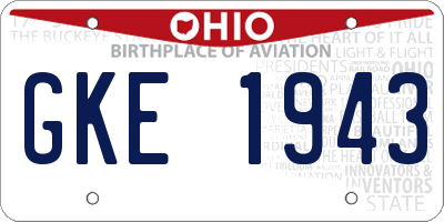 OH license plate GKE1943
