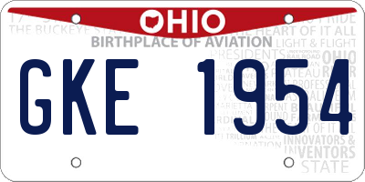 OH license plate GKE1954