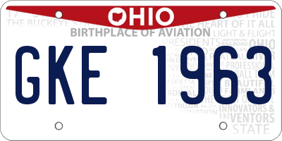 OH license plate GKE1963