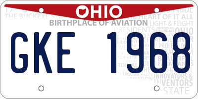 OH license plate GKE1968