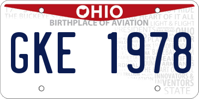 OH license plate GKE1978