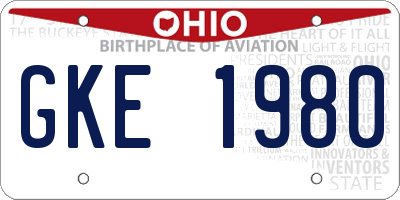 OH license plate GKE1980