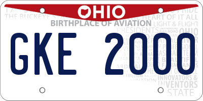 OH license plate GKE2000