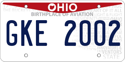 OH license plate GKE2002