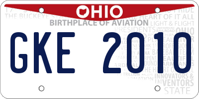 OH license plate GKE2010