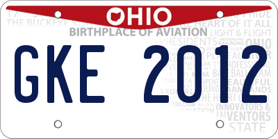 OH license plate GKE2012