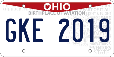 OH license plate GKE2019