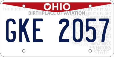 OH license plate GKE2057