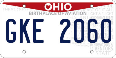 OH license plate GKE2060