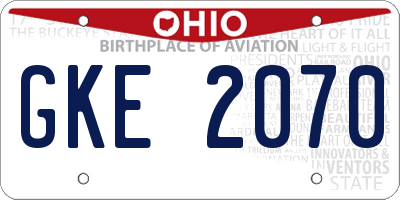 OH license plate GKE2070