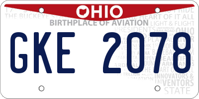 OH license plate GKE2078