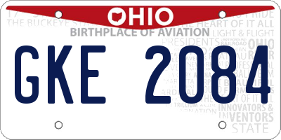 OH license plate GKE2084
