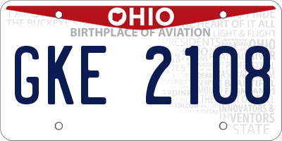 OH license plate GKE2108