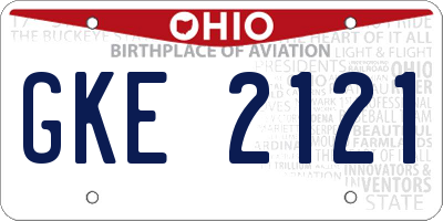 OH license plate GKE2121