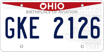 OH license plate GKE2126