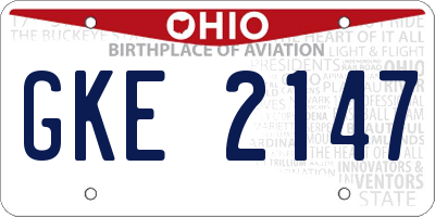 OH license plate GKE2147