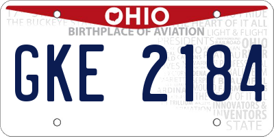 OH license plate GKE2184