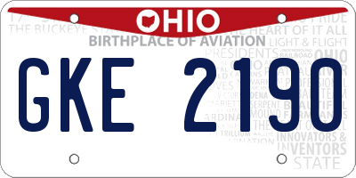 OH license plate GKE2190