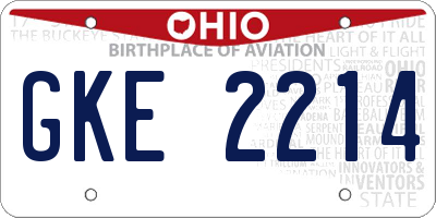 OH license plate GKE2214