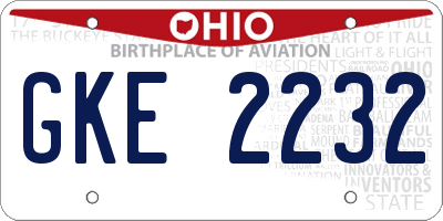 OH license plate GKE2232