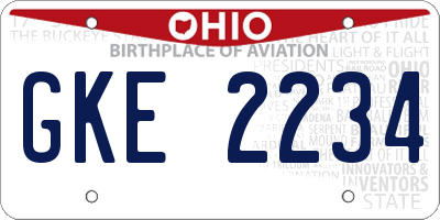 OH license plate GKE2234