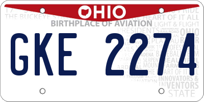 OH license plate GKE2274