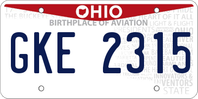 OH license plate GKE2315