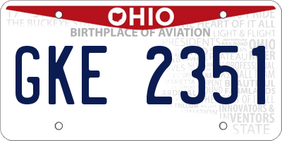 OH license plate GKE2351
