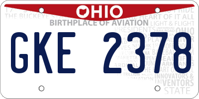OH license plate GKE2378